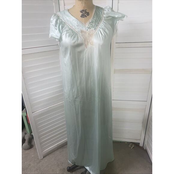 Vintage 2 Piece Vanity Fair Nightgown Peignoir Robe Set Nylon Mint Green Small - Picture 7 of 13
